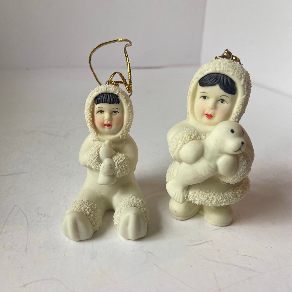 Artic Kids Ornaments Of Alaska Vintage Christmas Eskimo Girls Teddy Bear & Seal